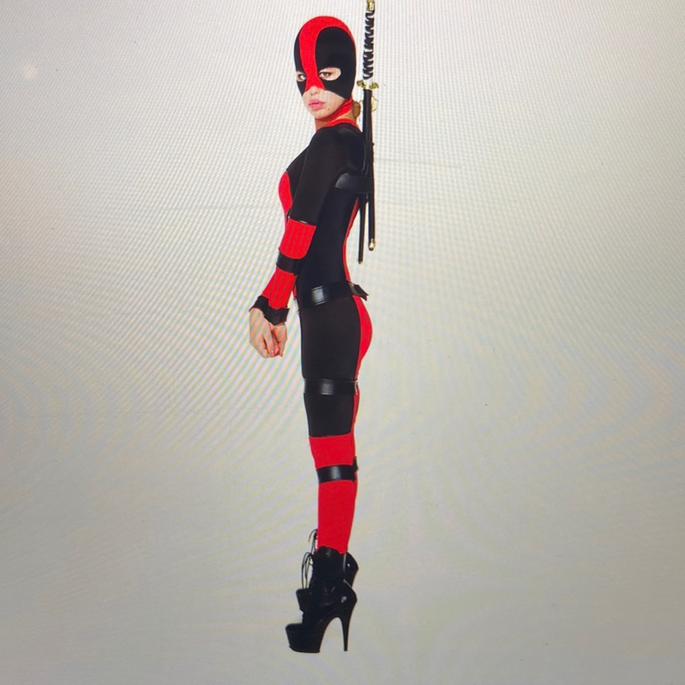 SEXY Forplay Deadpool Superhero Costume Ninja Catsuit Bodysuit XS/S Cosplay NEW